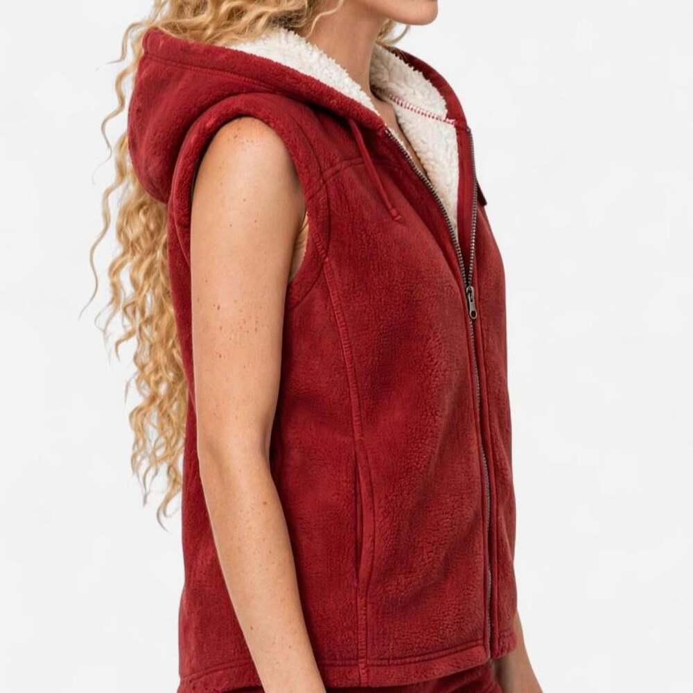 Women's Red and Burgundy Gilet